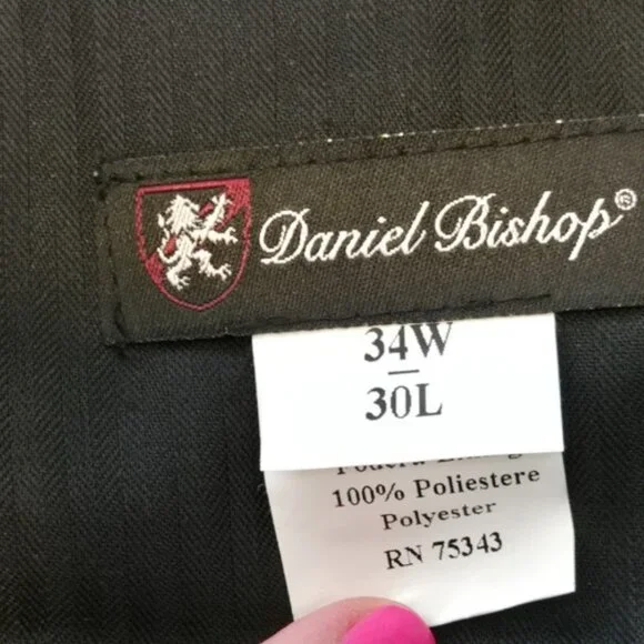 David Bishop NWT W34 X L30 Men's Black Pinstripe Dress Pants Made in Italy - Picture 4 of 14
